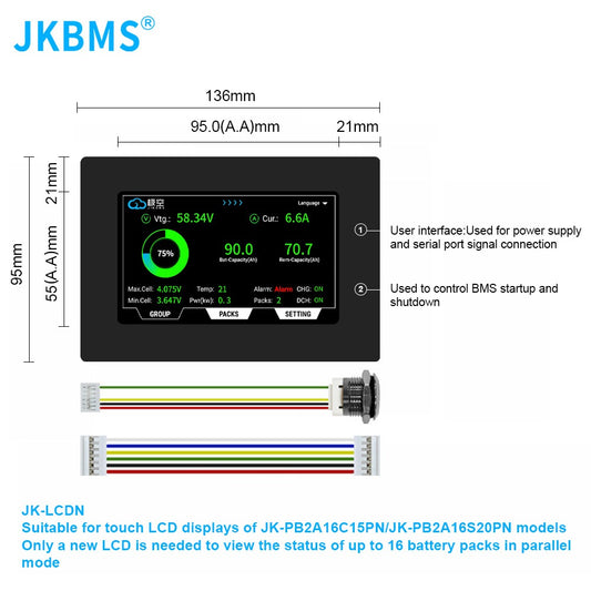 4.3" LCD for JK BMS (Panel Mount) V19